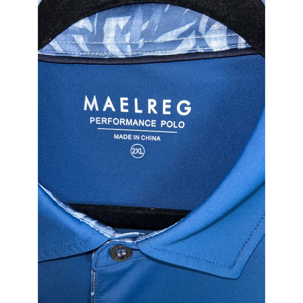 Maelreg Performance Polo Mens 2XL Blue Long Sleeve Wicking UPF 30 Golf Shirt NEW - Picture 4 of 7